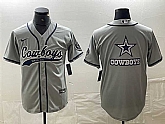 Men's Dallas Cowboys Gray Team Big Logo With Patch Cool Base Stitched Baseball Jersey,baseball caps,new era cap wholesale,wholesale hats